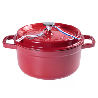 Staub 圓形鑄鐵鍋 22cm 櫻桃紅 法國製, 1個