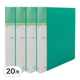 MiDAS HYUNPOONG 40頁 VIVO 透明文件夾 索引 A4, 綠色, 20個