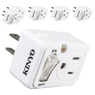 Kinyo 節電1開2插分接器 2孔 + 3孔 MR-5352, 白色, 6個, 54mm