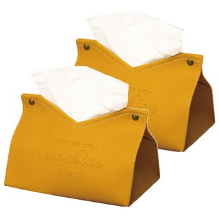 小麥購物 北歐風皮革紙巾盒 G851 55g, 復古黃, 2個