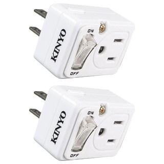 Kinyo 節電1開2插分接器 2孔 + 3孔 MR-5352, 白色, 2個, 54mm