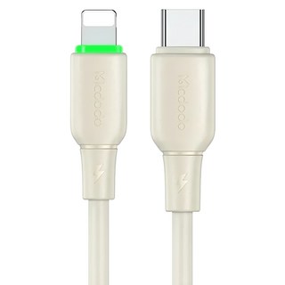 Mcdodo 麥多多 Alpha Type-C to Lightning 36W 矽膠快充線-米色 1.2M 帶充電指示燈, 1個