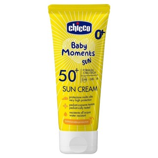 Chicco 寶貝嬰兒輕潤防曬乳霜 SPF50+ 75ml 適用於0歲以上新生兒及敏感肌 隔離UVA/UVB/紅外線, 1條