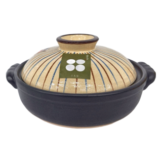 SAJI 佐治陶器 7號深型砂鍋 吳須十草, 耐熱防裂安全耐用, 導熱均勻長效保溫, 25cm, 1個