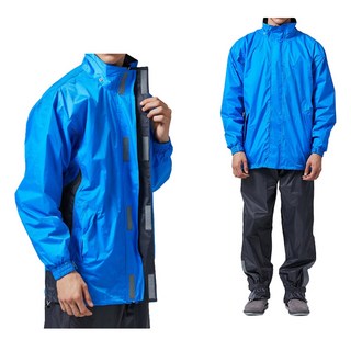 DongShen 東伸 都會騎士兩件式雨衣 8-1 2代 超輕量 3M反光條 全開式背部通風, 藍色