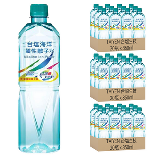 TAIYEN 台塩生技 鹼性離子水 850ml*20瓶, 連續六年榮獲品牌第一, 60瓶