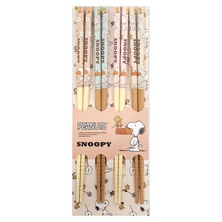 PEANUTS 史努比 竹筷4件組, 4雙筷子, 顏色隨機, 1組