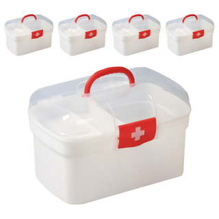 小麥購物 手提醫藥箱 C614 中號 (21.7 x 13.5 x 14.5cm) - 雙層分格 方便攜帶, 5個