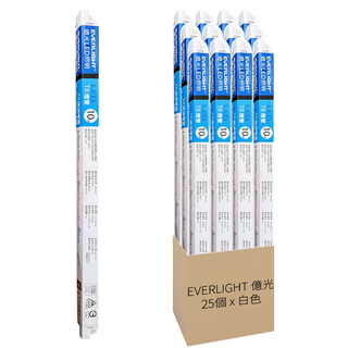 EVERLIGHT 億光 LED覆膜管10瓦 2尺-865彩包, 白光 白色, 25個