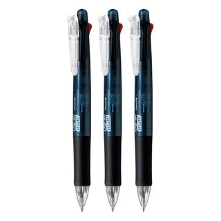 ZEBRA 斑馬牌 Clip-on 多功能四色原子筆 B4SA1 (黑、藍、紅、綠 0.7mm+鉛筆 0.5mm) 手感沉穩好握 暢快書寫, 黑色, 3支
