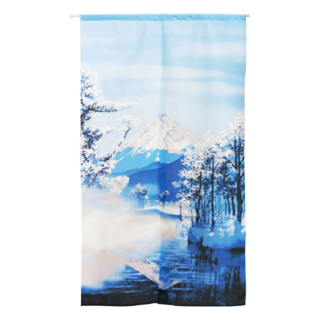 長門簾 富士山冬季雪景 100% 聚酯纖維 日本製, 85x150cm