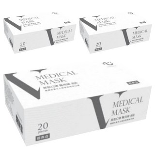 匠心 V美型口罩 L, 經典白, 20片, 3盒