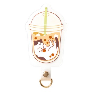 ekax 果凍造型手機掛繩夾片, 珍珠喵奶茶, 1個