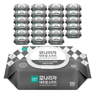 모나리자 내추럴 소프트 물티슈 캡형, 100매입, 24개