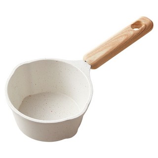 鼎匠 麥飯石不沾迷你雙導流口潑油鍋 米白色灑麥飯石紅點, 1個, 10cm