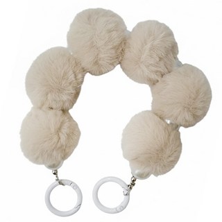 Timo 毛茸茸雪球串珠短鍊, 卡其色, 1條