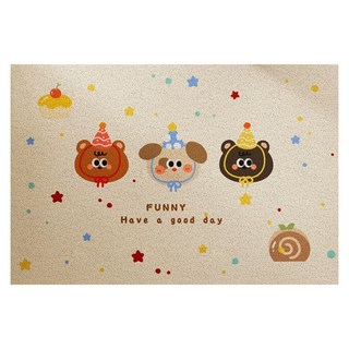 軟珪藻土地墊, 狗跟熊 FUNNY 米色, 2個