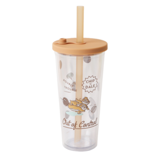 norns 迪士尼 雙層透明吸管杯 710ml 耐冷熱0°C-100°C, 奇奇蒂蒂 棕色, 1個