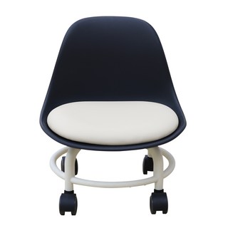 21世紀潮流 高級附輪靠背可愛堅固和室椅, 1個, 黑色人造皮革 奶油色