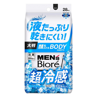 MEN's Biore 男性臉部身體兩用濕巾 酷涼款 28片, 262ml, 1包