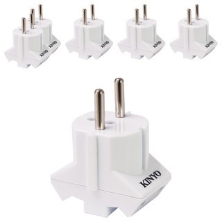 Kinyo 旅行萬用3面轉接頭 J-38, 白色, 6個