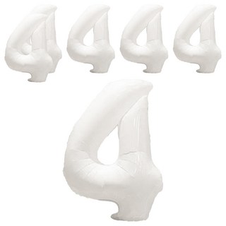 數字氣球 吹後高度約64cm, 白色, 6個