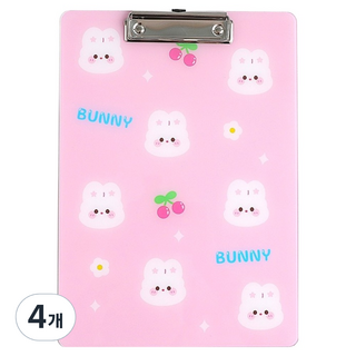 머니풀 귀여운 동물친구들 아크릴 방수 A4 클립보드, 핑크, 4개
