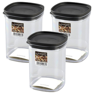 inomata 可標記日期塑膠食物保鮮罐, 透明罐身, 拿取東西更便利快速, 520ml, 3個