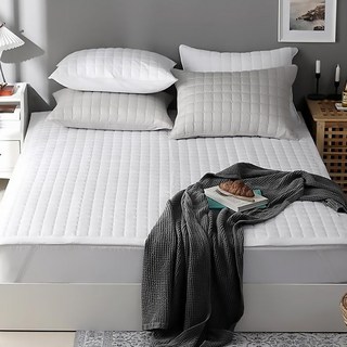 Seragio 純棉絎縫鬆緊帶式保潔墊, 白色