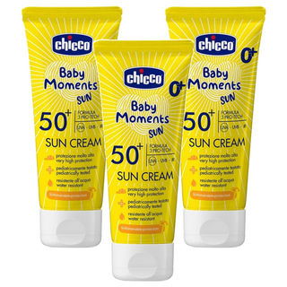 Chicco 寶貝嬰兒輕潤防曬乳霜 SPF50+ 75ml 適用於0歲以上新生兒及敏感肌 隔離UVA/UVB/紅外線, 3條