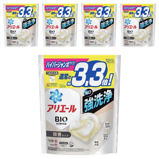 ARIEL 日本原裝進口 4D碳酸洗衣球補充包 微香 白色, 39顆, 5袋