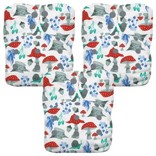 THIRSTIES 成長型 一體式 AIO布尿布 有機棉 壓扣, Forest Frolic, 3件