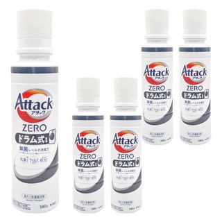 Attack 一匙靈 Zero 洗衣精 滾筒用 防止潮濕環境下產生異味 保持衣物乾爽, 580g, 5瓶