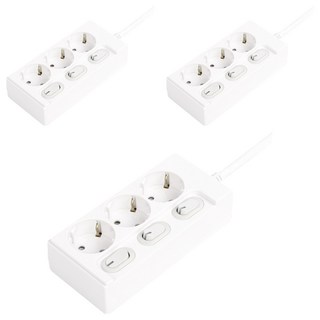 One Stop 移動式三孔多功能插座, 1m, 3個, 白色