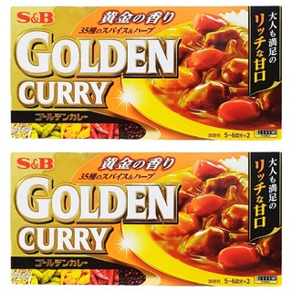 S&B Golden Curry 咖哩 (桔 甘口) 日本原裝進口 35種香料&草本 口感香濃滑順, 198g, 2盒