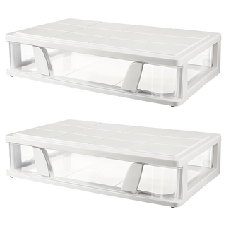 抽屜式床底收納箱 優質PP材質 居家辦公適用, 白色, 2個