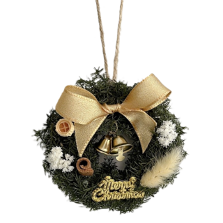 聖誕雪松吊掛 迷你花圈, 檸檬黃, 1個