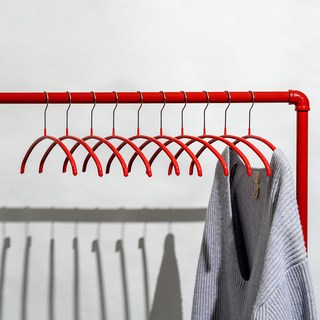 마와 논슬립 옷걸이 이코노믹 36P 라운드, 레드, 10개