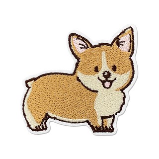 Hi 你好 刺繡貼紙 柯基, 台灣製, 1張