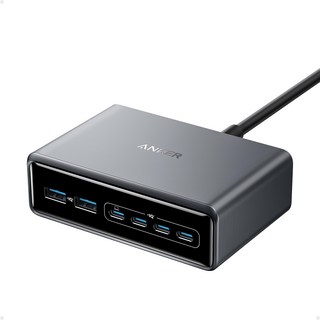 ANKER GaN 6孔桌面充電器 USB-C/USB-A 200W, 1個, 黑色