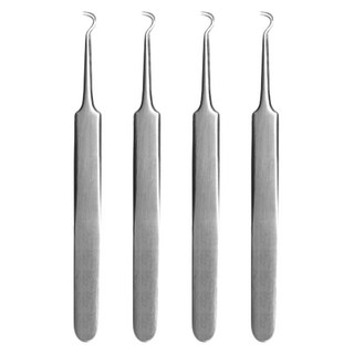 solone 專業圓弧粉刺夾 輕鬆夾取粉刺 不鏽鋼材質 人體工學設計 便攜護理肌膚, O14G01T, 4支