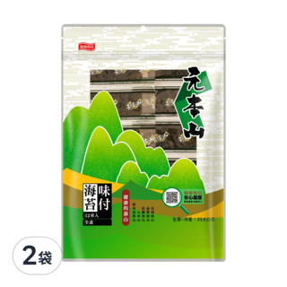 元本山 味付海苔, 嚴選高級海苔烘焙製成, 鮮嫩細緻，健康原味, 下午茶點心, 33.6g, 2袋