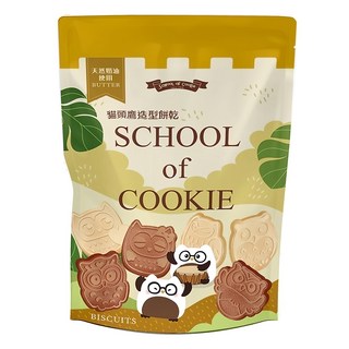 School of Cookie 台灣優格餅乾學院 貓頭鷹造型餅乾 天然奶油牛奶口味, 1包, 220g