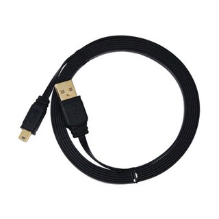 i-gota 愛購它 USB 2.0 A公對Mini 5pin 黑色扁線 鍍金頭 超薄型 高速傳輸線 2M, 1條