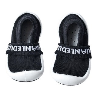 韓國透氣手工嬰兒鞋 鞋面針織棉 鞋底防滑, 13.5cm, 帥氣黑