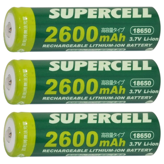 SUPERCELL 超電王 2600mAh鋰充電池 SC-18650B 3.7V, 3個, 1入