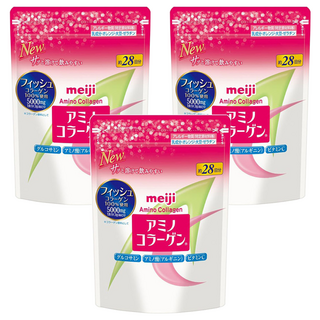 meiji 明治 台灣公司貨 Amino Collagen 氨基膠原蛋白 膠原蛋白粉 28日份, 196g, 3包