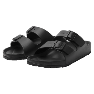 雙排扣軟底防臭防滑耐磨拖鞋 EVA材質, 黑色