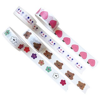 OON 다꾸 마스킹 테이프 3m 4종 세트, 복숭아 + 작은꽃 + 곰돌이 + 구름장, 1세트