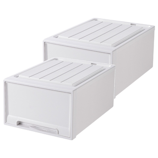 小麥購物 加厚抽屜式整理箱 L227, 純白, 2個